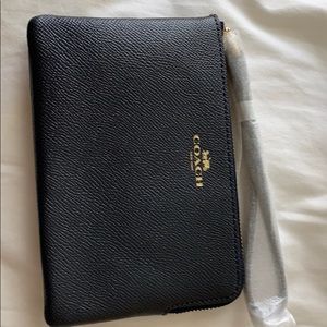Coach corner zip wristlet. Midnight